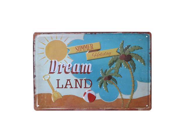 Occident Retro Plaque Wall Decor for Bar Pub Kitchen Home Vintage Metal Poster Plate Metal Signs Painting Plaque(Dream LAND)