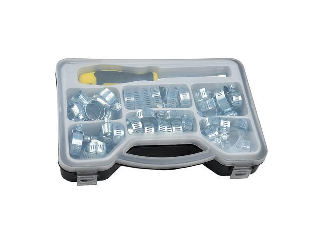 50pcs Hose Pipe Clamp Air Clip Clamp for Plumbing Automotive Mechanical with Hexdriver and Box