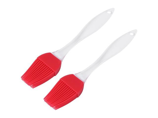 2pcs Heatproof Silicone Brush with Transparent Handle Oil Sauce Cream Brush for Barbecue BBQ Meat Cakes Pastries (Red)