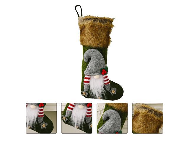 1Pc Christmas Decorative Stockings Candy Gift Pouch Elderly Pattern Stocking