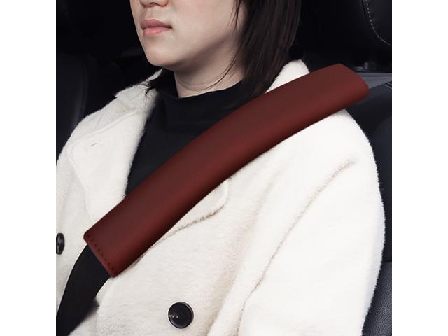 2PCS Auto Car Seat Belt Covers PU Seat Belt Sleeve Shoulder Pads Cushions Hook and Loop Seatbelt Strap Covers for Decoration Protection (Black)