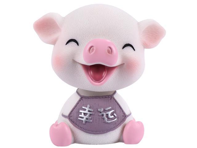 1Pc Shaking Head Pig Car Ornament Car Vehicle Dashboard Decor Car Interior Mini Decoration Micro Landscape Accessories (Goggling Pig Chinese Words