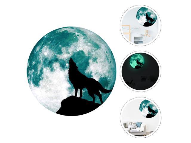 1Pc Wall Sticker Moon and Wolf Pattern Decals Luminous Wall Decal for Halloween
