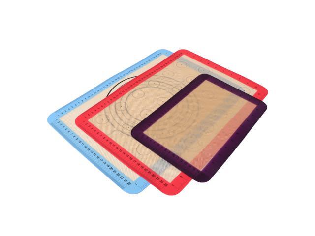 3pcs Baking Silicone Mat Pads Non-stick Heat Resistance Baking Tool for Home Bakery(Blue Red Purple)