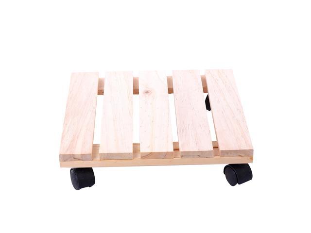 25x25cm Square Rustic Movable Slatted Wood Planter Rolling Caddies Rotating Casters Roller Rolling Tray Coaster Rot Rustproof Flower Pots Stand for