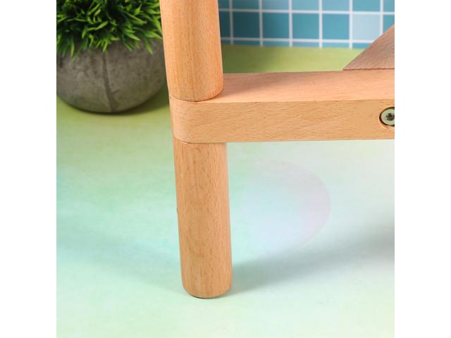 Flower Stand Creative Simple Wooden Modern Solid Beech Wood Balcony Indoor Living Room Green Bonsai Frame 3 Legs Flower Pot Rack (Beige)