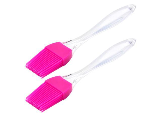 2pcs Heatproof Silicone Brush with Transparent Handle Oil Sauce Cream Brush for Barbecue BBQ Meat Cakes Pastries (Red)