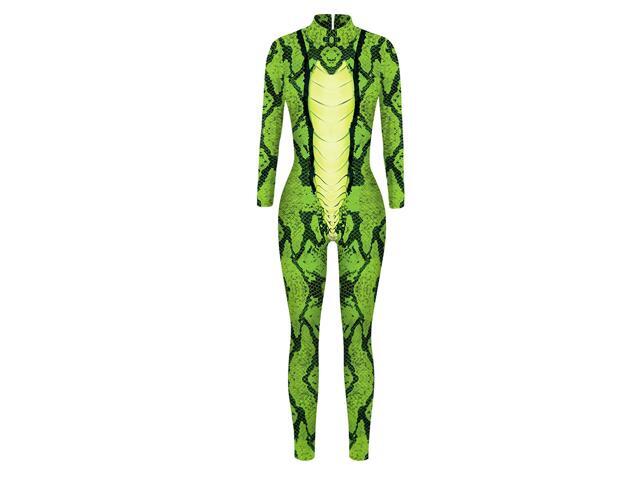 1pc Halloween Cosplay Tight Long Sleeve Jumpsuit Halloween Costume Cosplay Body Suit Halloween Stage Performance Jumpsuit for Women (M Black Orange)