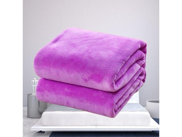 Pure Color Flannel Fleece Blanket Couch Solid Color Bed Blanket Sheet(Green)