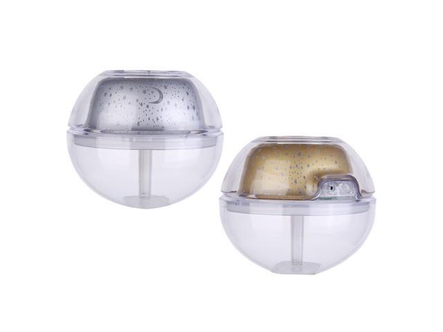 500ML Air Humidifier Transparent USB Humidifier Mist Maker with Projection Function Crystal Night Light (Silver)