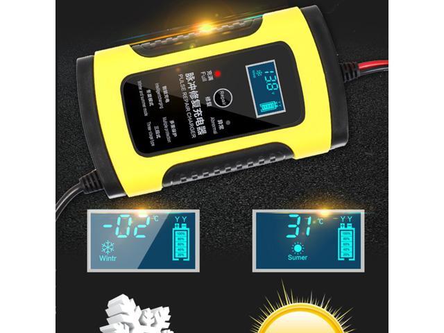Automatic 12V 6A Charger Car Motorcycle Battery Charger with EU Plug (Yellow)