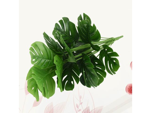 Artificial 18 Branches Monstera Leaves Simulation Turtle Leave Plant Home Garden Office Party Plants Leaf Decoration (Green)