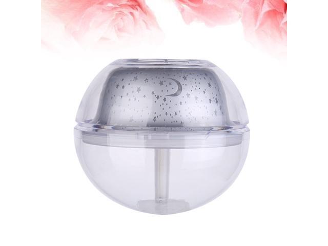 500ML Air Humidifier Transparent USB Humidifier Mist Maker with Projection Function Crystal Night Light (Silver)