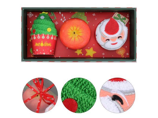2Pcs Christmas Cake Modelling Cotton Towels Adorable Washcloth Hand Towels