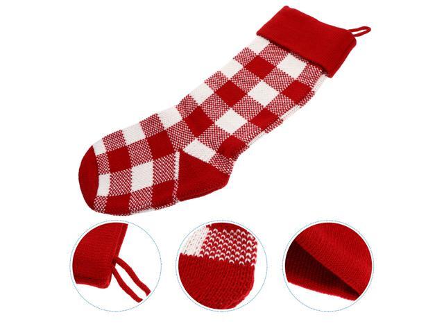1Pc Christmas Stocking Christmas Gift Candy Bag Decorative Plaid Sock Pendant