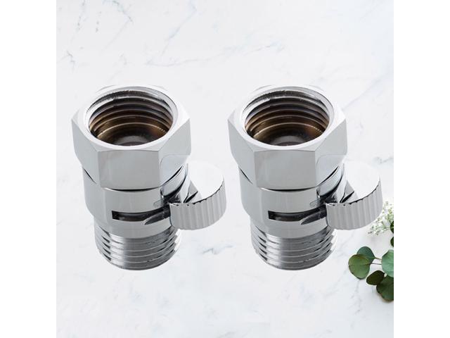 2Pcs Shower Head Shut-Off Valve T-adapter Handheld Shower Head Shunt Valve Bath Shower Arm Mounted Diverter Valve(Silver)