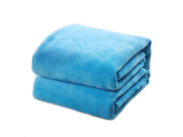 Pure Color Flannel Fleece Blanket Couch Solid Color Bed Blanket Sheet(Rose Red)