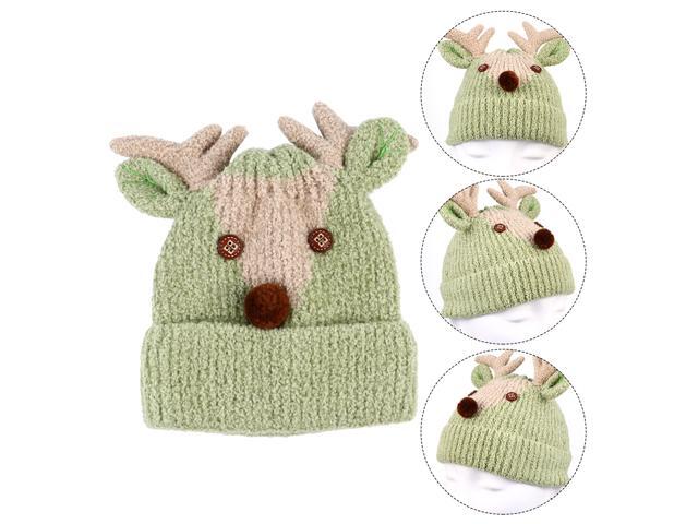 1Pc Winter Baby Knitted Hat Christmas Reindeer Headgear Adorable Warm Kids Cap