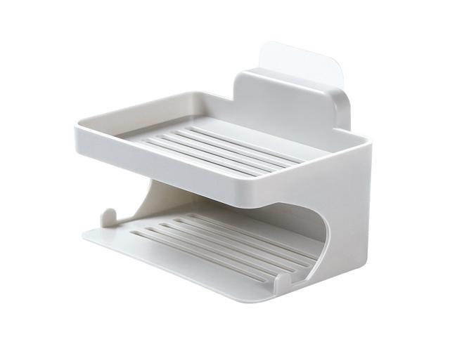 Punch-Free Soap Dish Holder Bathroom Double Layer Soap Organizer Soap Box Shelf