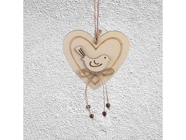 2pcs Heart Shaped Hanging Decor Wooden Pendants Chic Hanging Decorations Hanging Ornaments Adornments for Home Indoor (L + S Size)