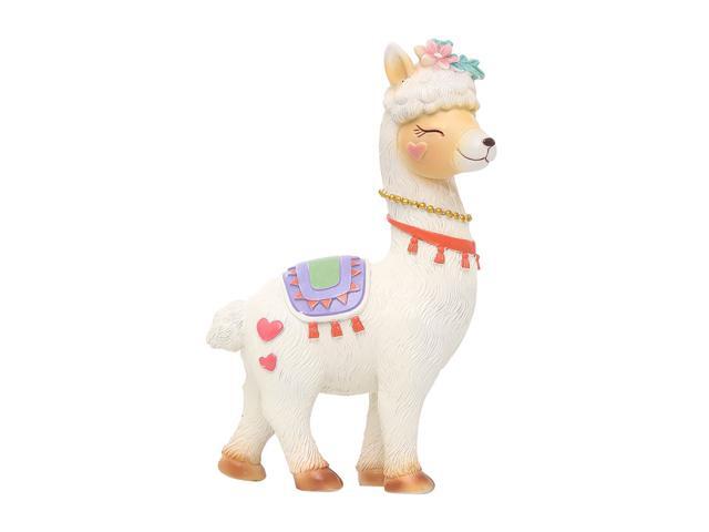 Adorable Alpaca Figurine Resin Craft Statue Home Car Desktop Decor (White)