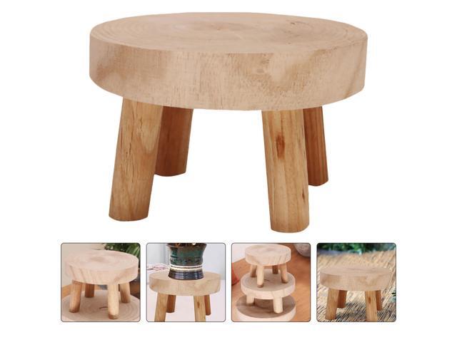 1Pc Solid Wood Decoration Stool Shaped Flowerpot Rack Storage Holder Candlestick