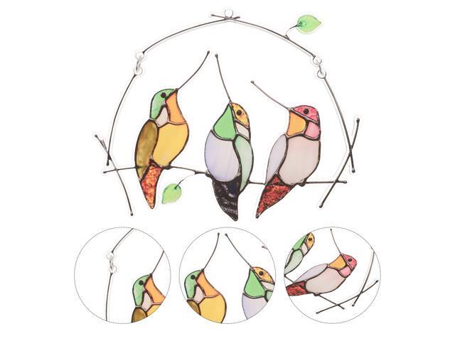 Colorful Birds On A Wire Acrylic Bird Sculpture Pendant Art for Wall Window