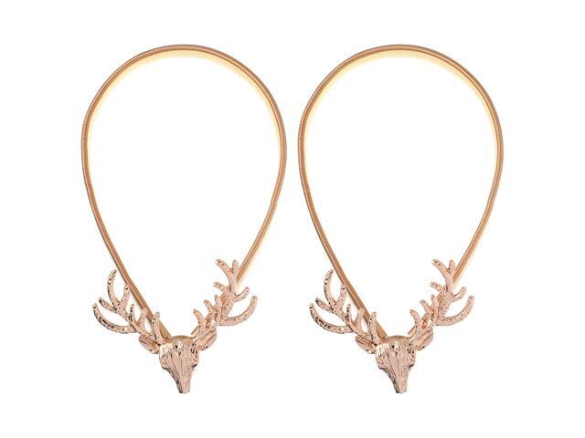 1 Pair Punch-free Metal Curtain Buckles Deer Head Decorative Curtain Tiebacks