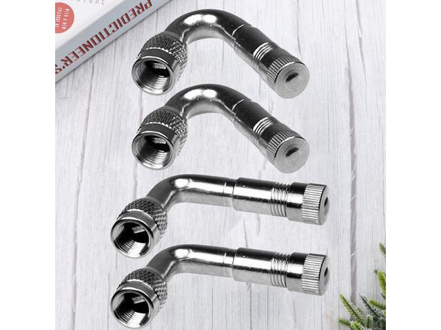 4Pcs 90 Degree Brass Air Tyre Stem with Extension Adapter for Car Truck Motorcycle(Silver)