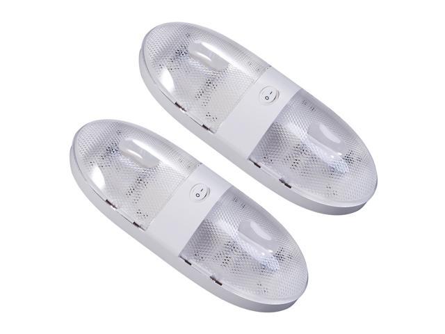 2Pcs Double LED RV Dome Light with On/Off Switch Perfect Interior Replacement 12V Lighting for RVs Motor Homes Campers Trailers