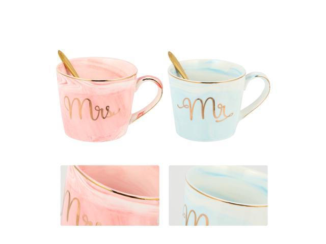 1 Set Mr and Mrs Ceramic Mugs Marble Coffee Cups Gift for Wedding and Birthday