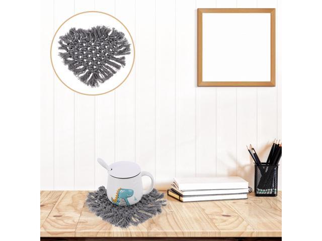 1 Pc Handmade Cup Pad Tassel Coaster Beautiful Desktop Coaster Bowl Mat (Grey)