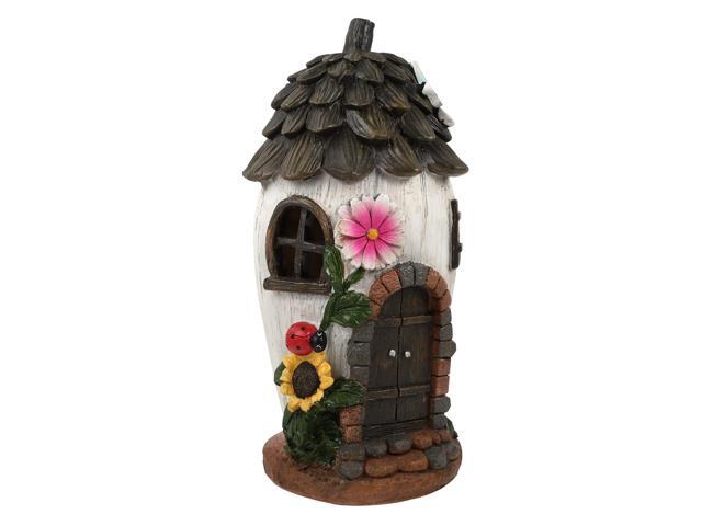1Pc Resin House Garden Small Outdoor Night Light Lamp Solar Light Ornament Figure Statue