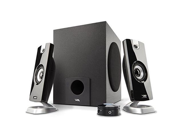 cyber acoustics 21 subwoofer speaker system with 18w of power - great for music movies gaming and multimedia computer laptops (ca-3090) (renewed)