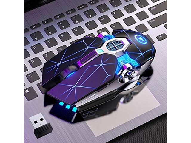 eachbid wireless gaming mouse 24ghz rechargeable silent mouse 7 buttons 800/1200/1600dpi 7 color breathing lights led optical mouse for pc laptop