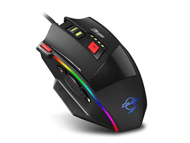 zelotes c17 rgb gaming mouse6400 dpi8-piece weight tuning set ergonomic mouse for laptop pc black