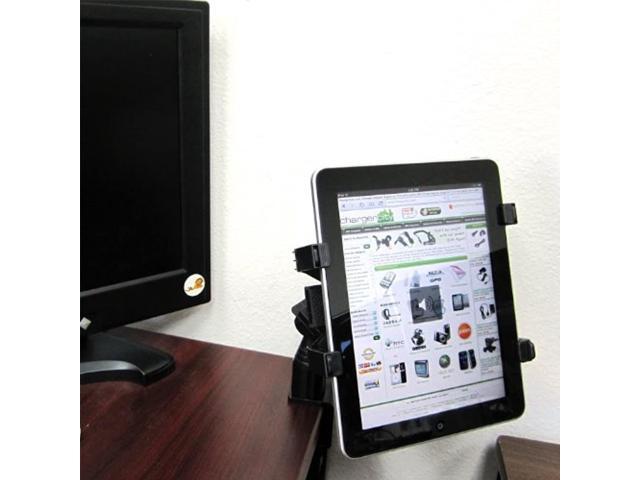 chargercity 4' desktop stand c clamp tablet mount for distance learning with 360 swivel adjust holder for apple ipad air pro mini surface pro