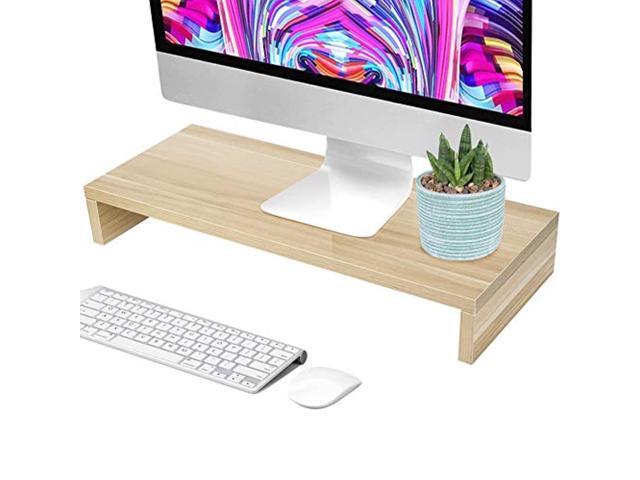computer monitor stand riser computer monitor riser desk table led tv stand shelf desktop laptop organizer for office home living room (wooden color)