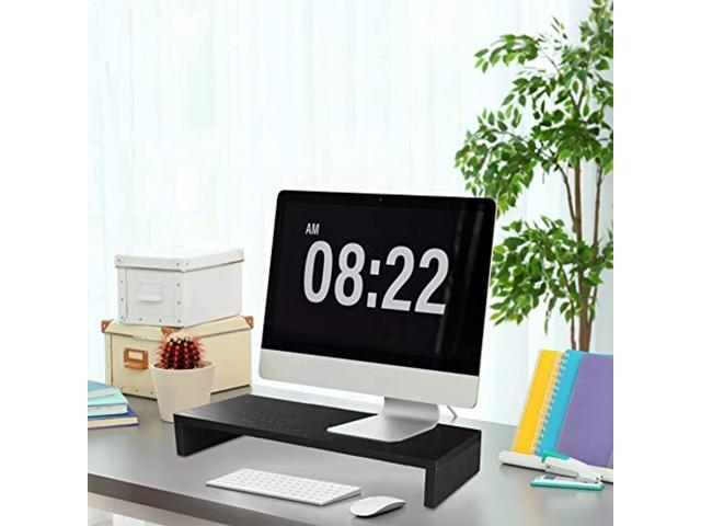 wooden monitor stands led lcd computer display bracket rack monitor riser desktop organizer display(black)