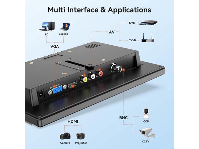 Compact 10.1 Inch IPS Security Monitor – HD 1024x600, HDMI/VGA/BNC/RCA Inputs, Perfect For CCTV, Home, Office, Or Warehouse Surveillance