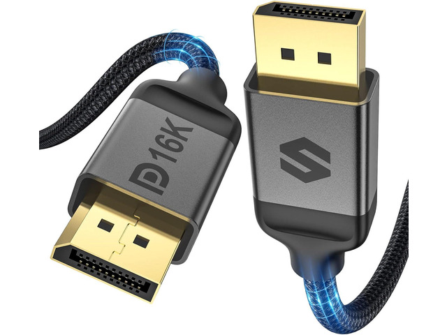 Câble Mini DisplayPort Vers DisplayPort 2.1 - 16K @ 60Hz, 80 Gbps, Compatible Thunderbolt 2, G-Sync, FreeSync - Pour MacBook, PC Gaming