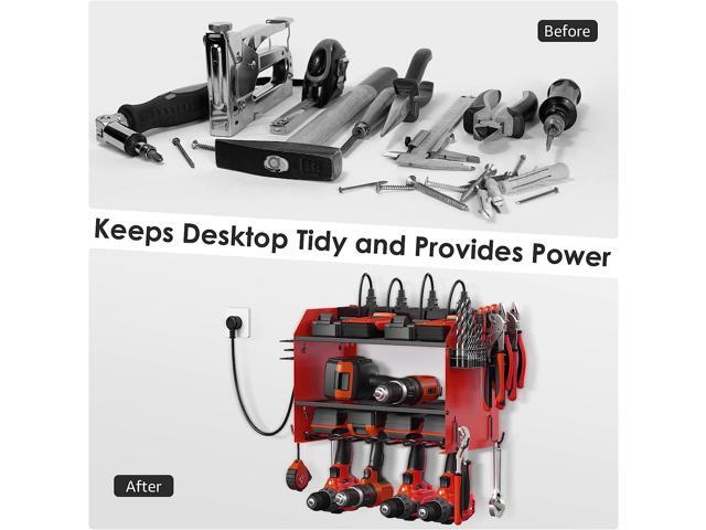 GARITIN Garage Power Tool Organizer Wall Mount, Garage Wall Organizer Drill Holder And Storage Power Tool Rack, Black