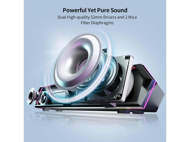Edifier MG300 Computer Sound Bar: Loud Speakers With Deep Bass - Switch RGB Built-in Microphone For Gaming Speakers Wireless Bluetooth 5.3 & USB Adapter PC Sound Bar For Desktop