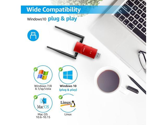 L-Link USB WiFi Adapter AC1300Mbps 3.0 Fast Connection for Desktop PC and  Laptop with 2.4GHz, 5GHz High Gain Dual Band 5dBi Antenna, WiFi Dongle for