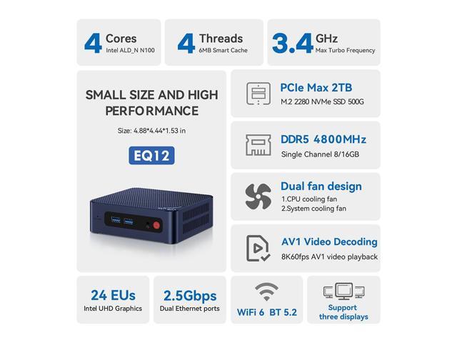 NeweggBusiness - Beelink Mini PC EQ12, Intel 12th N100 (up to 3.40
