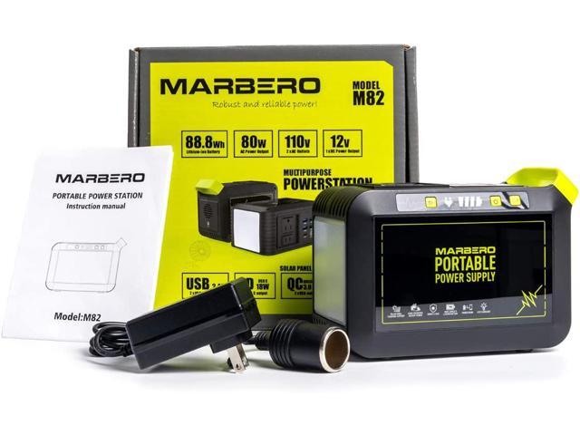 NeweggBusiness - MARBERO 88Wh Portable Power Station 24000mAh Camping Solar  Generator(Solar Panel Not Included) Lithium Battery Power 110V/80W AC, DC,  USB QC3.0, LED Flashlight for CPAP Home Camping Emergency Backup