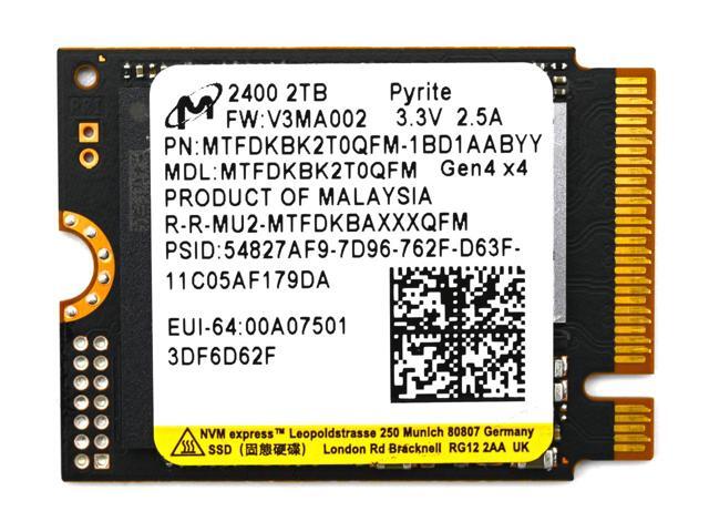 NeweggBusiness - 2TB Micron 2400 M.2 2230 NVMe PCIe 4.0x4 SSD 