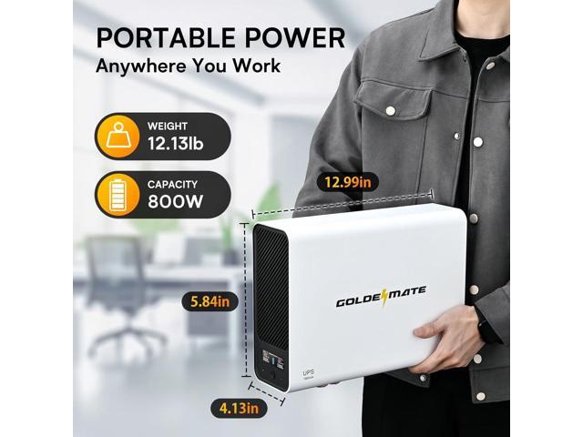 NeweggBusiness - GOLDENMATE UPS 1000VA/800W UPS Battery Backup and