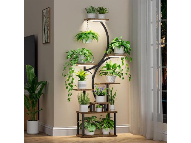 NeweggBusiness - Plant Stand Indoor with Grow Lights, 8 Tiered Indoor Plant  Shelf, 62" Tall Plant Stand for Indoor Plants Multiple, Metal Plant Flower  Holder, S-Shaped Plant Rack for Home,Patio(Patent Design)