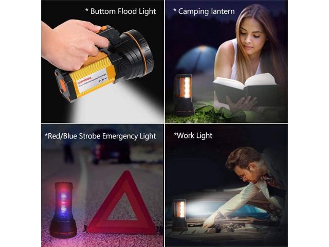 Torche LED Portable 10000mAh Avec Batterie Intégrée - Projecteur Rechargeable USB, 5 Modes, IPX4, Pour Camping, Urgence
